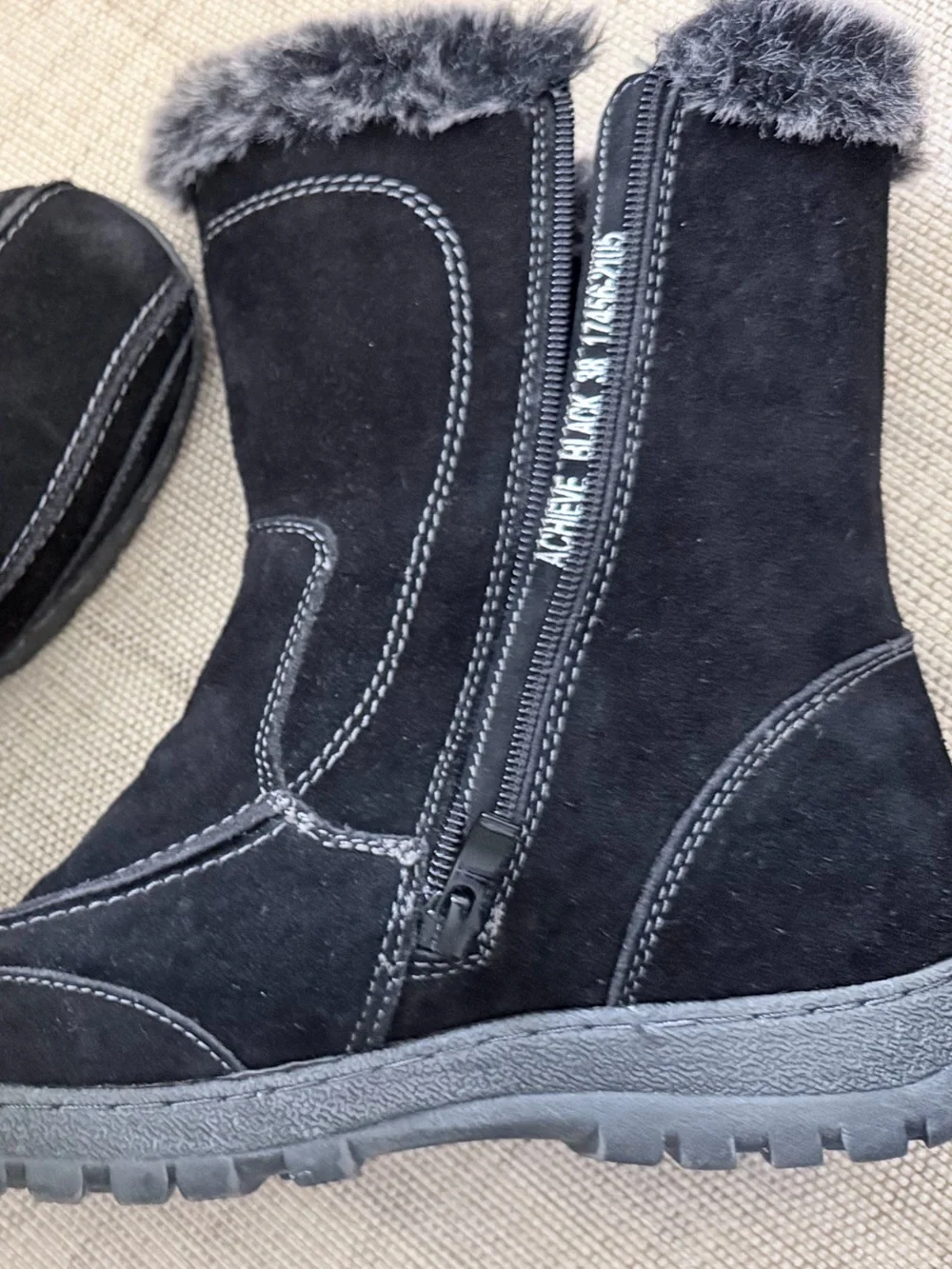 Spring Step Achieve Suede Faux Fur Mid-Calf Boots Water Resistant EU 38 US 7.5-8